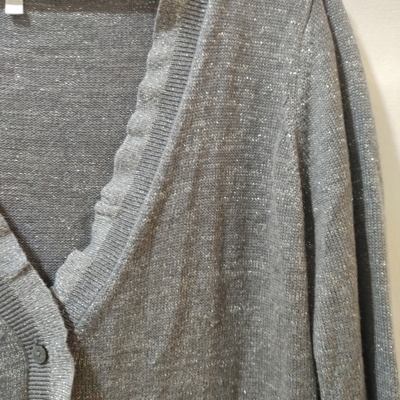 Victoria's Secret Shimmer Sparkle Cardigan Ruffle Metallic Longline Gray Large L - Picture 5 of 9